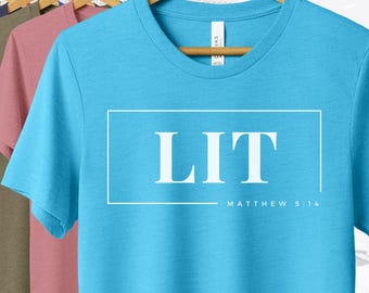 LIT Matthew 5:14 Christian Shirt, Scripture Shirt for Men, Bible Verse Gift, Christian Apparel for Men, Funny Christian Shirt, Jesus Shirt