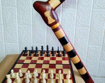 Exclusive Walking Cane, Chessboard Stick, Canes for Men, Collectible Sticks, Comfortable Handle.