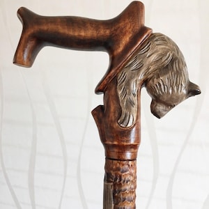 Bear Wooden Walking Cane, Bear Wooden Walking Stick, Hand Carved Handle, Hiking Stick, Handmade, Gift, Décor.