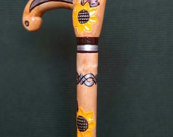Sunflower Fancy Cane, Style Designer Stick, Canes for Women, Classy Walking Aid, Decorative Sticks.