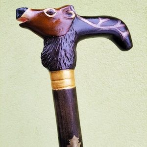 Deer Wooden Walking Cane, Deer Walking Stick, Hand Carved Handle, Hiking Stick, Handmade, Gift, Décor.