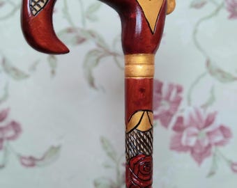Rose Walking Stick, Ladies Wooden Cane, Decorative Canes, Comfortable Handle, Fashionable Sticks.