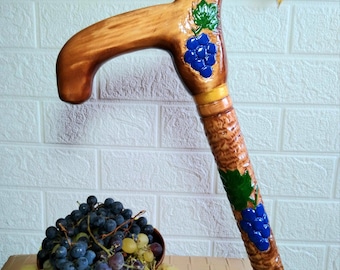Exclusive Fancy Cane, Grape Walking Stick, Comfortable Handle, Elegant Pretty Stick, Canes for Women.