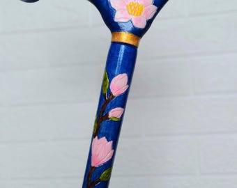 Ladies Walking Cane, Stick with Magnolia, Decorative Canes, Collectible Sticks, Floral Design Cane.