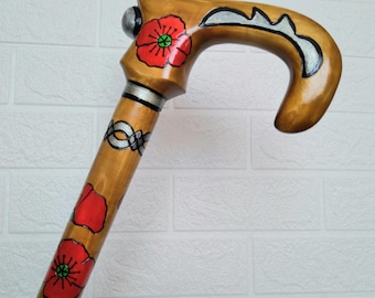 Poppy Trendy Cane, Style Designer Stick, Canes for Women, Classy Walking Aid, Decorative Sticks.