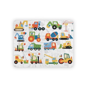 キッズパズル：建設車両、30ピース - 子供向けの楽しい教育玩具、ジグソーパズルゲーム - ブルドーザー、掘削機、ダンプトラック、