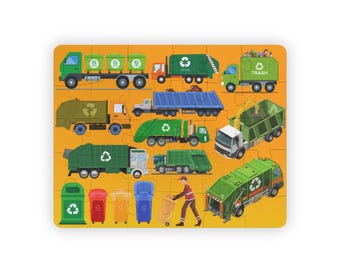 Garbage Truck Kids Puzzle, 30-Piece Chipboard Jigsaw