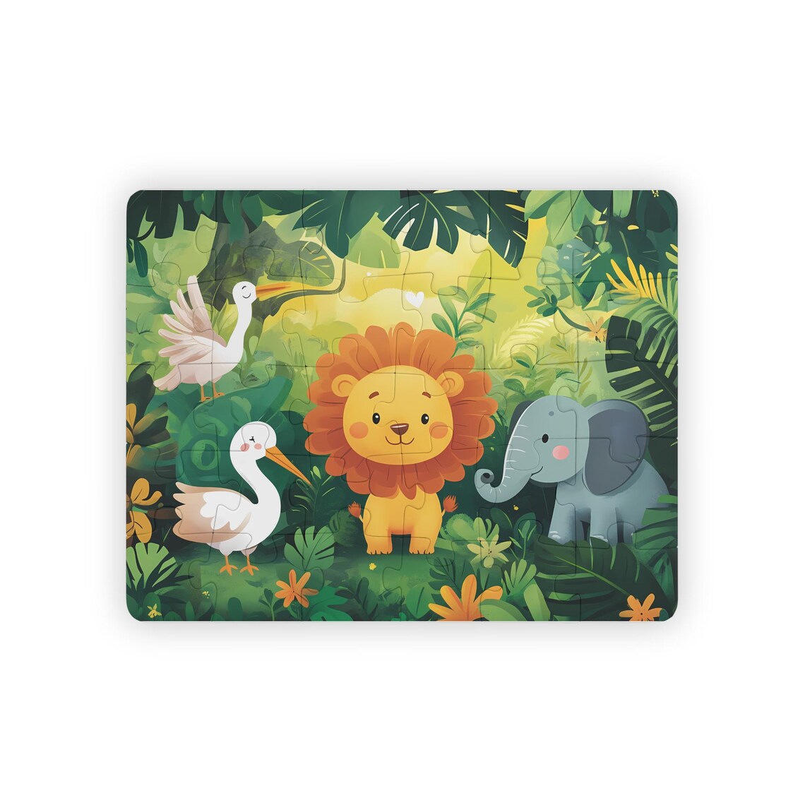 Jungle Animals Kids Puzzle: 30-piece Chipboard Jigsaw - Etsy