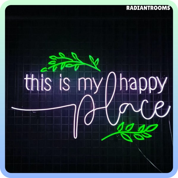 This Is My Happy Place Neon Sign, Happy Place Led Sign, Custom Neon Sign, Quote For Bedroom Living Room Decor, Wedding Wall Led Decor