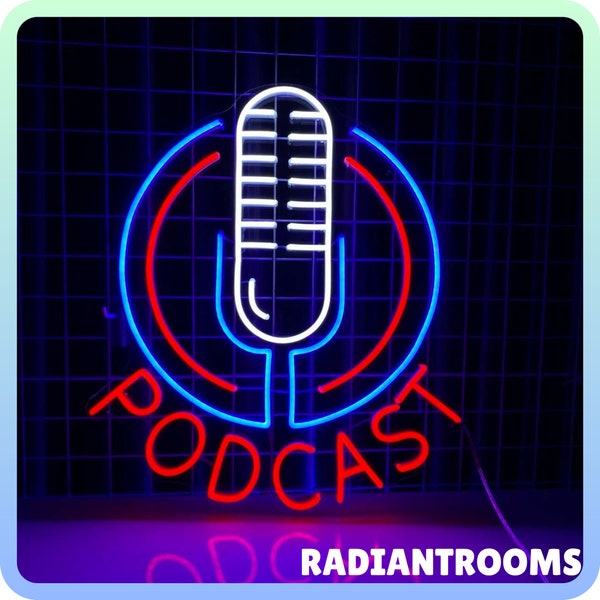 Podcast Neon Sign, Podcast Microphone Room Led Sign, Music Audio Studio Neon Sign, Musical Musician Streamer Room Decor, Custom Neon Sign