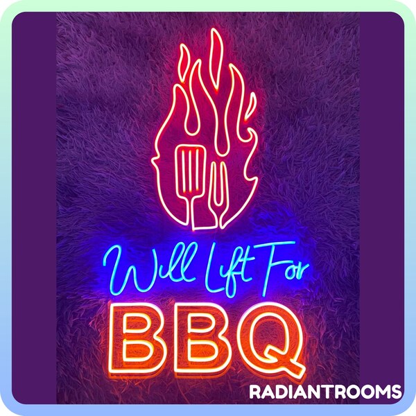 Will Life For BBQ Neon Sign, Open Grill Bar Led Sign, Custom Neon Sign, Barbecue Grill Shop Neon Sign Wall Decor, BBQ Restaurant Decor