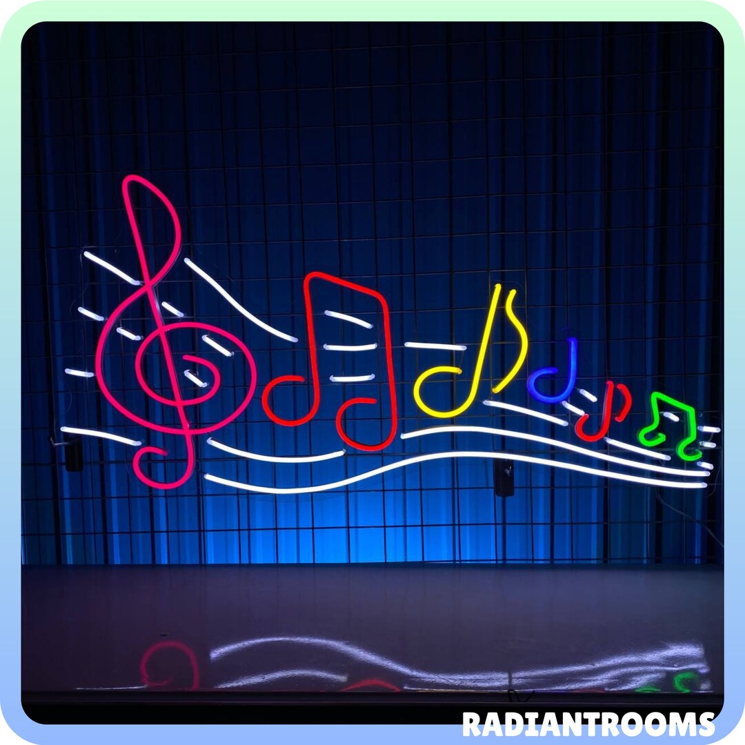 Music Notes on Stave Led Sign, Music Flow Neon Sign, Music Note Led ...