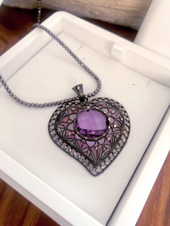 Lotus Silver Heart-shaped Pendant Swarovski Crystals