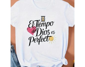 Spanish Bible Graphic T-shirt, El Tiempo De Dios Es Perfecto Hoodie, Spanish Sweatshirt, Gift For Her, Floral Tee