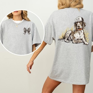 Vintage Camo Bow Graphic T-shirt, Perfect Sweatshirt for Hunting Season, Casual Outdoor Hoodie, Army Style Shirt