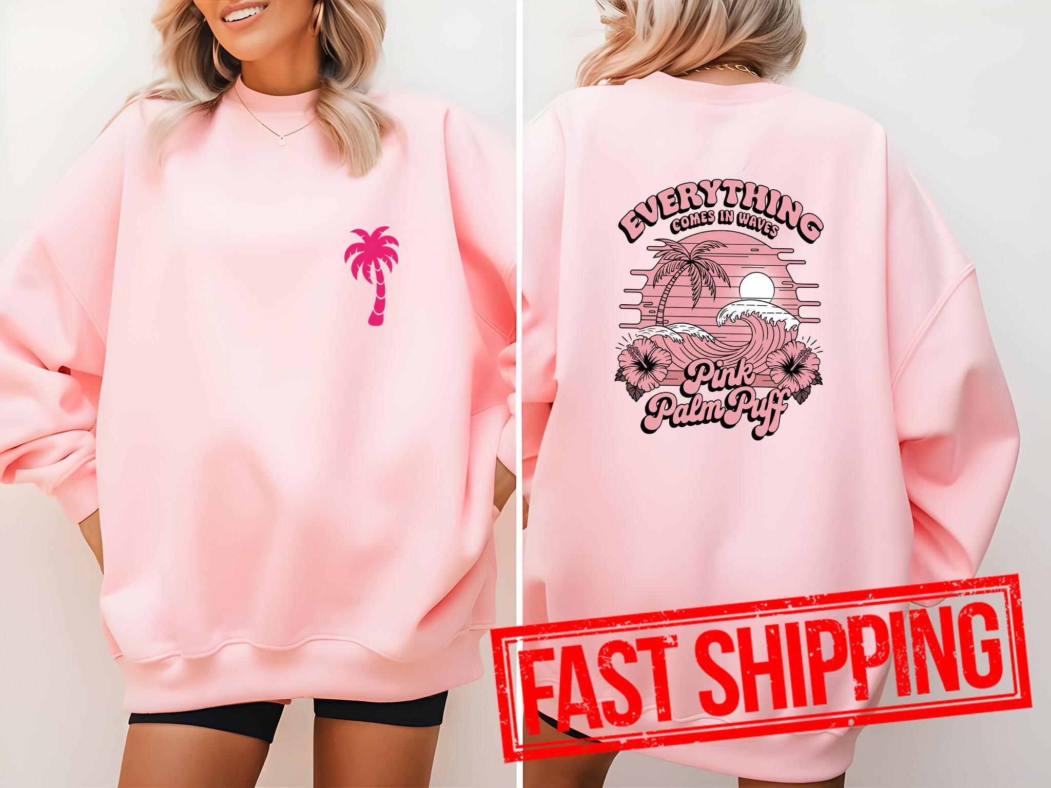 Embroidered Hoodie Pink Palm Puff - Etsy