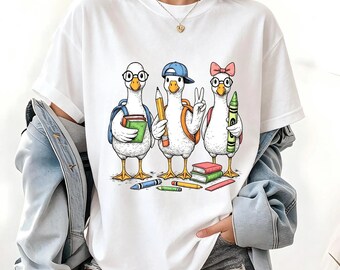 Three Ducks Teacher Shirt, Funny Cartoon Back to School Shirt, Teacher Gift Hoodie, Elementary School Sweatshirt, Cute Kids Tee