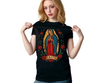Our Lady of Guadalupe Hoodie, Guadalupe Shirt, Latina Sweatshirt, Church Shirts, Saint Virgin Mary, Virgin Mary T-shirt, Mexican Shirt