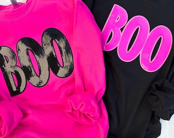 Boo Sequins Halloween Shirt, Gothic Spooky Sweatshirt, Funny Boo Humor Hoodie, Dark Aesthetic Tee, Gift for Goth Lover ( PRINT )
