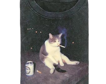Cat Smoke Funny Animal Comfort Colors T-shirt, Cat Hoodie, Funny Tee, Meme Sweatshirt, Graphic Shirt Gift For Men Women and Men
