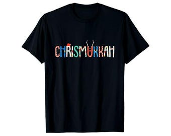 Happy Chrismukkah Hoodie, Christmas Santa Hat Sweater, Jewish Religious Shirts, Festive Christmas Judaica Gift Tee, Merry Chrismukkah Shirt
