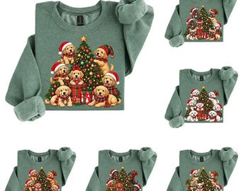 Puppies In Santa Hats Christmas T-Shirt, Funny Dog Lover Shirt, Holiday Hoodie, Sarcastic Sweatshirt, Gift For Dog Mom Tee, Comfort Colors