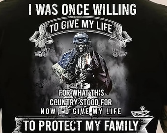 Protect Family Country T-Shirt, Patriotic Veteran Skull Design