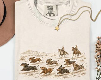 Dachshund Desert Cowboys Shirt, Funny Dog Lover Adventure Hoodie, Retro Dachshund Tee, Western Dog Sweatshirt