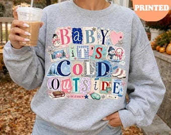 Baby It's Cold Outside Christmas Shirt, Funny Winter Snowman Hoodie, Cozy Holiday Sweatshirt, Merry Cute Animal Tee, Comfort Colors Gift
