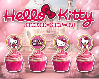 Kitty Cupcake Topper Kitty Printable Cupcake Toppers Kawaii Characters Cupcake Toppers Kitty Cupcake Toppers Cupcake Kitty Topper