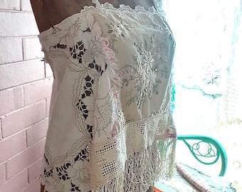 Cream Velvet Embroidered Top