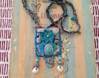 Sea Blues Amulet Pouch Necklace