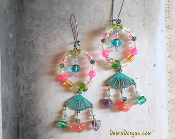 Gemstone Fan Earrings