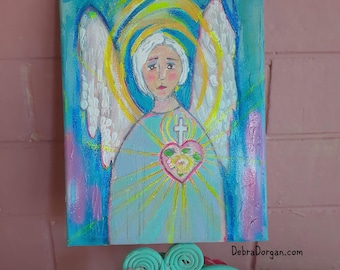 Sacred Heart Angel Original Painting