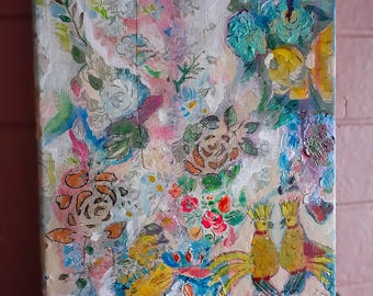 Happy Mixed Media Painting Collage