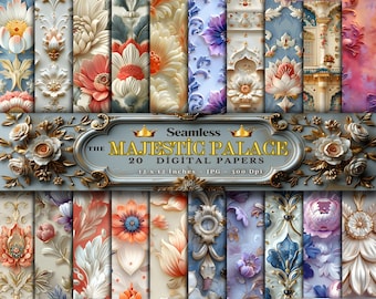 20 The Majestic Palace Seamless wallpaper,Digital wallpaper,HD quality,3d decor,seamless pattern,flower pattern,floral wallpapers