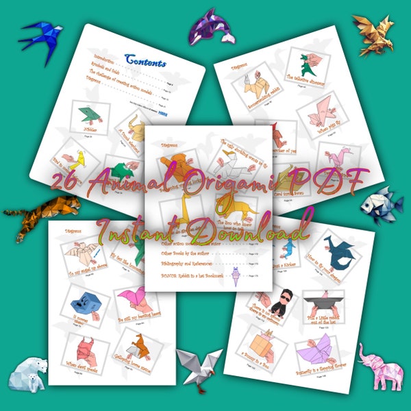 26 Animal Origami PDF Téléchargement instantané (Ça bouge)