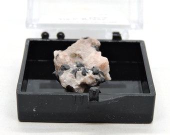 Kutnohorite with Franklinite in perky box thumbnail mineral specimen