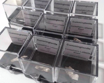 Cummingtonite in perky box thumbnail mineral specimen