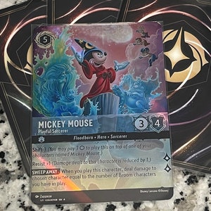 Mickey Mouse Playful Sorcerer – Custom Art – Rainbow Foil Finish – High Quality – Single Card