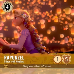 Rapunzel dotada de curación PERSONALIZADA Lorcana Enchanted Proxy/Orca Foil