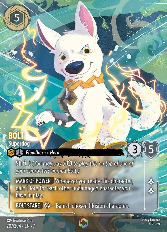 Set 7 Enchanted - Bolt Superdog Foil Finish High Quality Lorcana Proxy Card - Etsy Set 7 Enchanted - Bolt Superdog Foil Finish High Quality Lorcana Proxy Card - Etsy