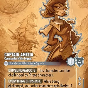 Standard Lorcana Proxy Card – Set 6 Enchanted – Captain Amelia - Commander of the Legacy – Rainbow Foil Finish – High Quality – Single Card