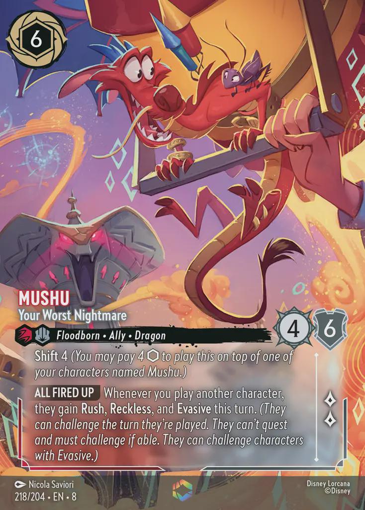 Disney Lorcana (STANDARD)  SET 8 Mushu Your Worst Nightmare Lorcana Enchanted Proxy/Orca Foil