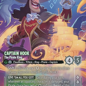 Disney Lorcana (STANDARD)  SET 8 Captain Hook The Pirate King Lorcana Enchanted Proxy/Orca Foil