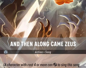 Set 3 Encantado - Y entonces llegó Zeus – Acabado metalizado – Alta calidad – Carta proxy de Lorcana