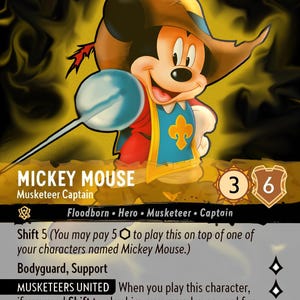 Mickey Mouse Musketeer Captain CUSTOM Lorcana Enchanted Proxy/Orca Foil