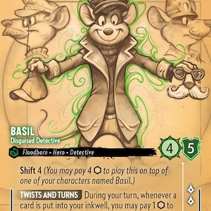 Disney Lorcana (ESTÁNDAR) SET 6 Basil - Detective disfrazado Lorcana Enchanted Proxy/Orca Foil