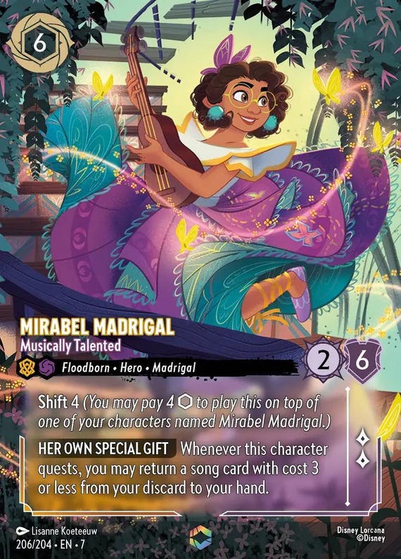 Set 7 Enchanted - Mirabel Madrigal Musically Talented  Foil Finish  High  Quality  Lorcana Proxy Card