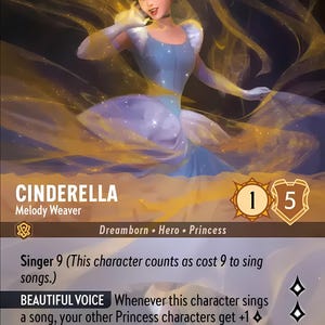 Disney Lorcana (PADRÃO) Conjunto 4 Cinderela Melody Weaver Lorcana Enchanted Proxy/Orca Foil